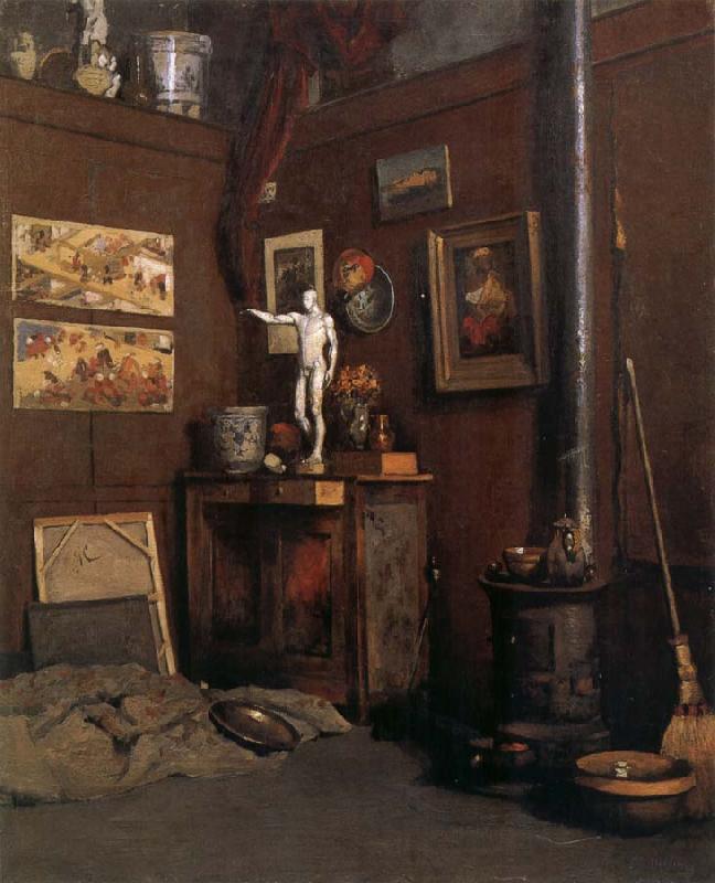 Gustave Caillebotte The Studio having fireplace oil painting image
